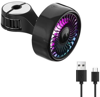 Zohisin Ventilador De Asiento Trasero Para Coche 12V Con 3 Velocidades Luces LED Coloridas Diseño De Gancho Alimentado Por USB Ideal Para Niños Viajes En Verano En Sedán SUV RV Color Noire