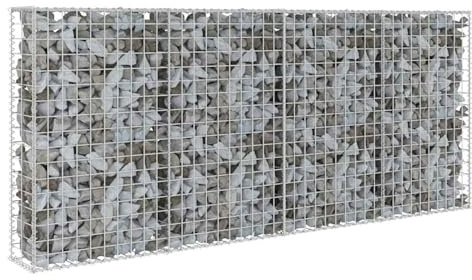 Gecheer Gabbione in acciaio zincato, contenitore per muri di sostegno, 200x20x85 cm, struttura metallica resistente, per paesaggio giardino e progetti commerciali