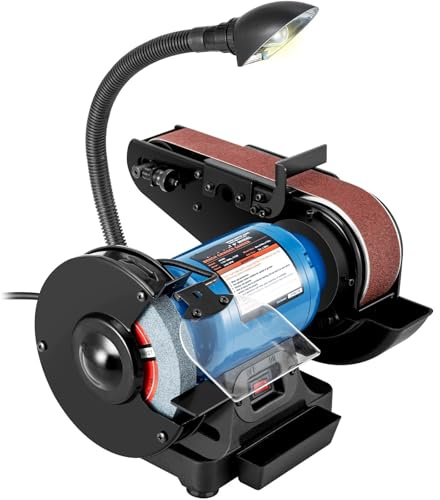6 Inch Desktop Grinding Wheel Belt Machine 250W W/Lamp Knife Polishing Bench Woodworking Grinder Disc Belt Sander