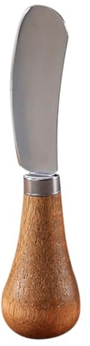 VICASKY Couteau à Beurre en Acier Inoxydable Manche en Bois, Spatule à Fromage Portable, Outil de Coupe Pratique pour Tartiner Confiture, Ustensile Cuisine Ménager pour Fêtes et Dîners