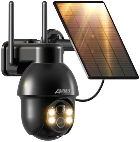 ANRAN 2K Caméra Surveillance WiFi Extérieure, 360° PTZ Camera Solaire, Batterie Rechargeable, Détection PIR, Vision Nocturne Couleur, Audio Bidirectionnel, Alerte Instantanée, IP66, Compatible Alexa
