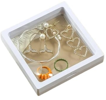 Smyckeskrin av PE-film, Flytande 3D-ram Flerfärgad i flera storlekar Paket med 6(White,7X7X2cm)