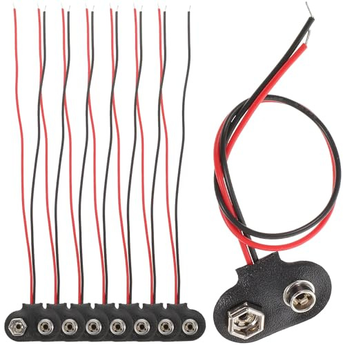 TEMPNAP 50 Conectores para Pila de 9 V Tipo T Cable de 6 Cm, Hierro y Material PU, Soporte para Batería DIY y Reemplazo de Enlaces Eléctricos