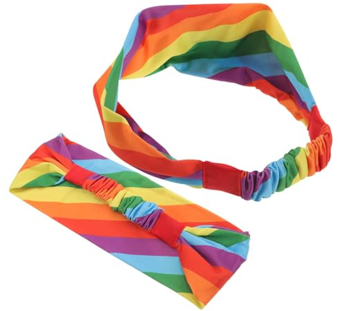 OHPHCALL 2 Stück Pack Sport Stirnbänder für Damen Regenbogen Schweißbänder aus Atmungsaktivem Gewebe Komfortabel und Feuchtigkeitsableitend für Yoga und Laufen