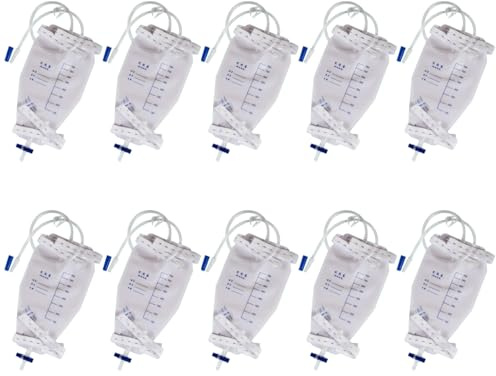 10 bolsas de orina, 750 ml, bolsas urinarias de gran volumen para hombres, bolsas de drenaje urinario desechables para el cuidado de la salud con conector, escala transparente de fácil lectura, tubo