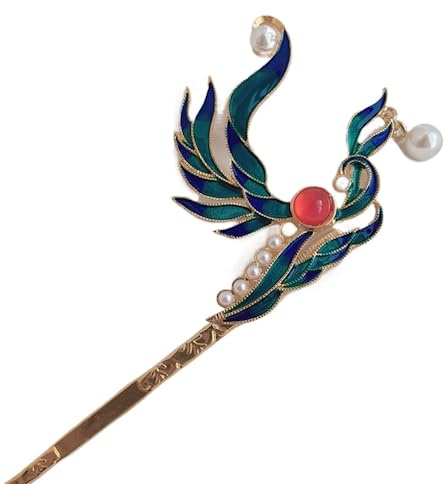 Retro-Haarnadel, Vintage Haarstab,18cm Antike Cloisonne Haarnadel Hanfu Kopfschmuck Blau Haarschmuck
