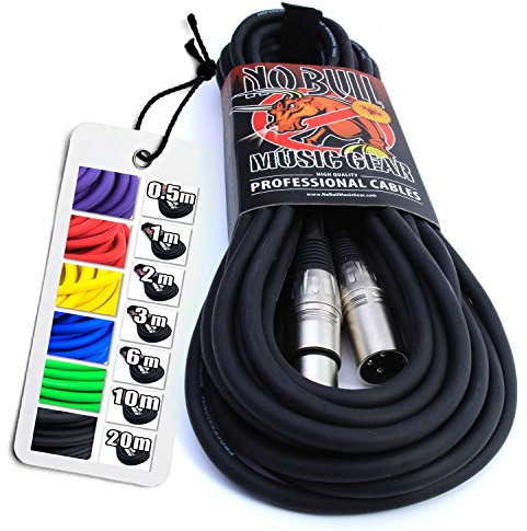 No Bull Nordell Music Gear' Premium XLR Cable (Black, 10m): Achieve a Clearer Audio Signal with Balanced Male to Female Microphone Lead, plus Cable Tie