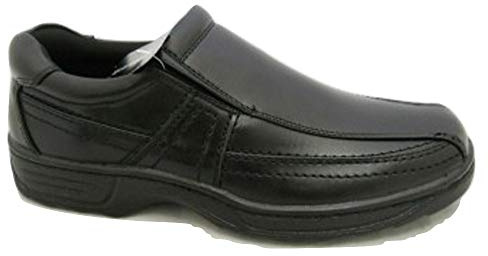 Cushion Walk Men's Leather Lined Lightweight Formal Business Work Comfort Slip-on Shoes Size 7-11 (10 UK 44.5 EU, Black)
