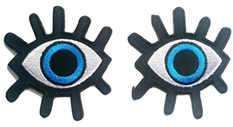 Aufnäher Bügelbild Aufbügler Iron on Patches Applikation für Jacken Kleidung Jeans Kinder Frauen zum Aufbügeln Augen 2 er Set jeweils 9 x 9 cm
