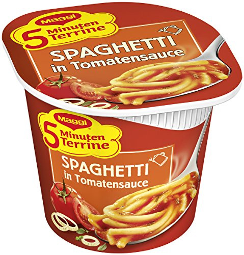 Maggi 5 Minuten-Terrine Spaghetti in Tomatensoße, 8er Pack (8 x 62 g Becher)