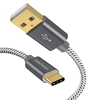 CableCreation 25cm Kurz USB C Kabel, Geflochtene USB-C Ladekabel Datenkabel, Type C Schnellladekabel für Macbook, Galaxy S8/S9/S10/S20, Huawei P20/P30, Moto Z usw. Type C Kabel mit 56K Ohm Widerstand