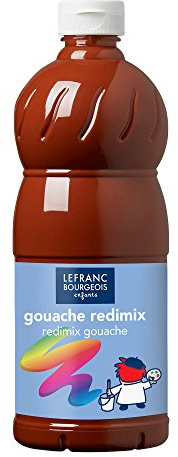Lefranc Bourgeois 188037 flüssige Tempera Redimix Farbe, leuchtende Gouachefarbe auf Wasserbasis, hohe Deckkraft, hervorragenden Maleigenschaften, gebrauchsfertig, 1000ml Flasche - Siena gebrannt