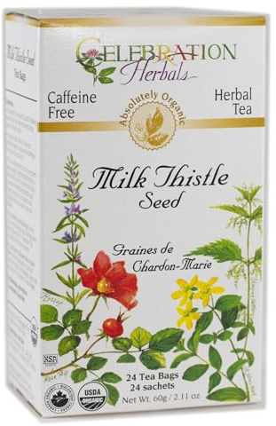 Celebration Herbals Organic Milk Thistle Seed Herbal Tea -- 24 Tea Bags, NET WT.60, 2.11 OZ