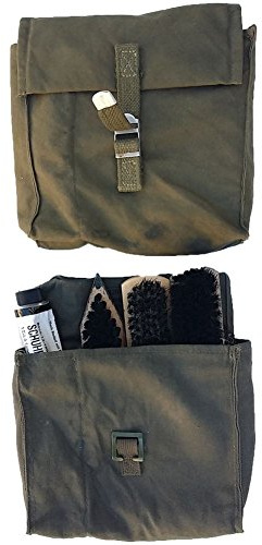 Armeeverkauf 2er Pack Oliv Original BW Schuhputzset Schuhputzzeug Creme Bürsten Baumwolle