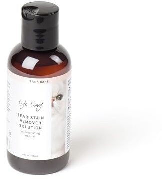 Eye Envy Tear Stain Remover Solution for Cats. Gentle, Natural and Safe. Cleans Tear Stains. Recommended by Breeders, Groomers. Remove Eye Stains from Persians and Exotics. 4 oz. Made in USA