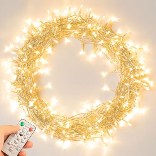 Koopower 11M 100 LED Lichterkette Batteriebetrieben mit Timer, 8 Programm auf Wasserdichter Draht, Zur Verwendung im Innen- und Außenbereich, Warmweiß