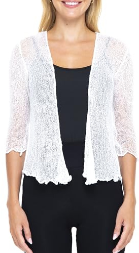SHU-SHI, donne - Cardigan con coprispalle velato in maglia leggera, bianco, taglia unica