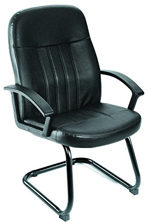 Boss Office Products Executive LeatherPlus Budget Guest Chair in Black, 250 (B8109)