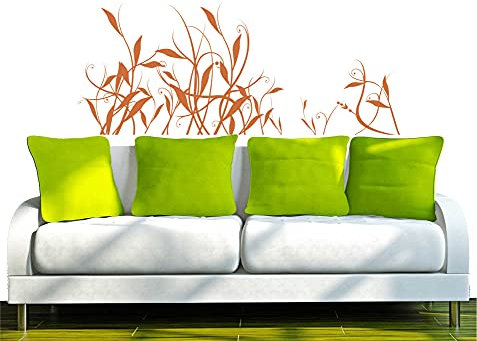 INDIGOS UG - Wandtattoo Wohnzimmer - Wandaufkleber Schilf Bambus Ranke 120x49cm - braun w208 - Aufkleber Kinderzimmer Schlafzimmer Küche Badezimmer Büro Dekoration