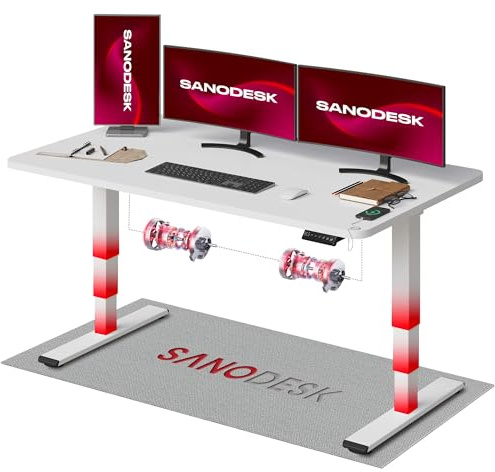 SANODESK Höhenverstellbarer Schreibtisch komplette Tischplatte Schreibtisch Höhenverstellbar Elektrisch Ergonomischer mit Flüsterleisem Dual-Motor 160x80cm