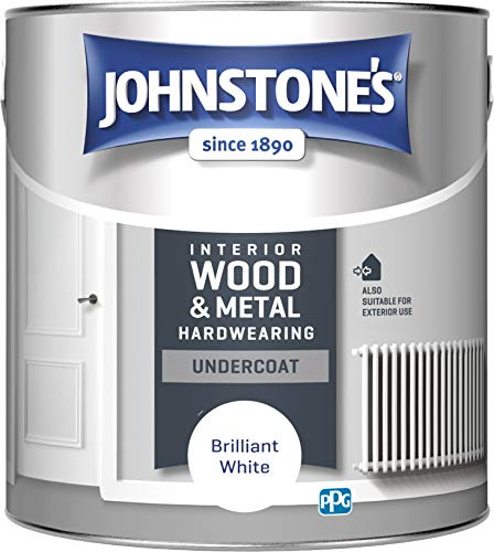 Johnstone's All Purpose Undercoat Paint - Brilliant White 2.5L | Hardwearing Finish, Interior Wood & Metal, Solvent Based Formula, Overcoat with Johnstone's Interior Gloss or Sati