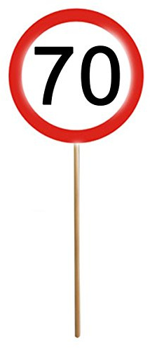 Udo Schmidt 12er Set 70. Geburtstag Mini Schilder Verkehrsschilder mit Stab Deko