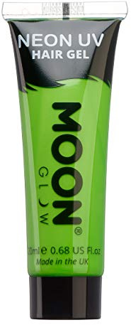 Moon Glow, Neon-UV-Haargel Temporäre auswaschbare Haarfarbe, Spike und Leuchten! (Intensivgrün, 20 ml (1er Pack))