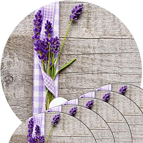 Tischsets 6er als abwaschbare Frühling und Sommer Tischdeko - Platzsets Lavendel Blumen als runde Tischuntersetzer in 38 cm - Platzdeckchen als Tischunterlage für Esstisch Wohnzimmer Tisch