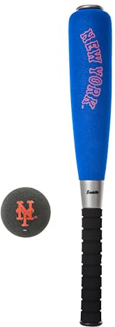 Franklin Sports New York Mets Foam Bat & Ball Set - 21 Soft Jumbo Team Baseball Bat and Ball Team Logo - MLB Official Licensed Product