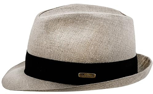 Sterkowski Raw Stil Leinen Genähter Trilby Sommerhut Vintage