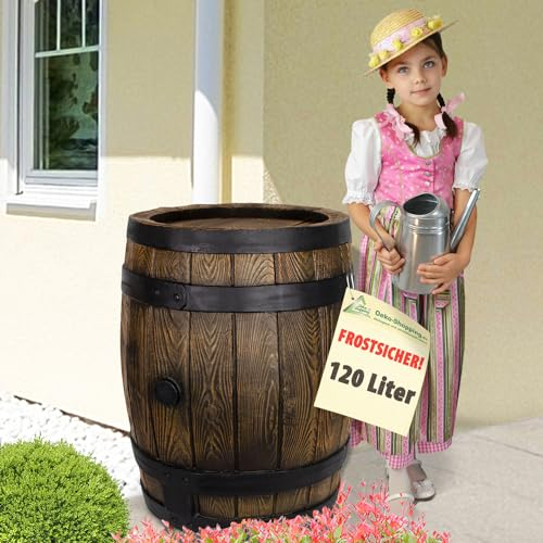 BARILE PIOGGIA - BARILE ACQUA PIOVANA - CONTENITORE ACQUA PIOVANA - RECIPIENTE ACQUA PIOVANA con coperchio e rubinetto SERBATOIO ACQUA PIOVANA 120l BIDONE RACCOLTA ACQUA PIOVANA