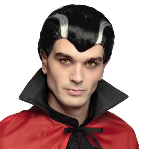 Boland 86339 - Vampir Perücke für Erwachsene, kurze Kunsthaare in Weiß und Schwarz, Halloween Wig