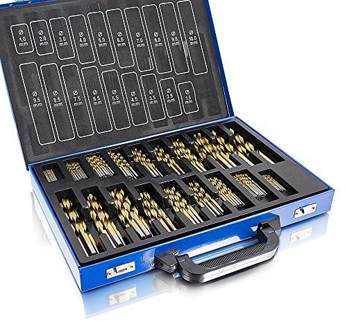Bituxx Bohrer Set 230 Teiliges TITAN TiN HSS Metallbohrer Spiralbohrer Holzbohrer Feinbohrer Set 1-10mm