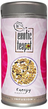 The Exotic Teapot – Energy Ayurvedic Chai Tea, 150g Tin, Spicy Herbal Blend with Turmeric and Ginger