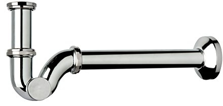 Waterful T3178841 Sifone a S per Bidet in Ottone, Dimensioni connessione di ingresso 1 Pollici, Cromato, 25 x 7.5 x 10 cm; diametro 26mm