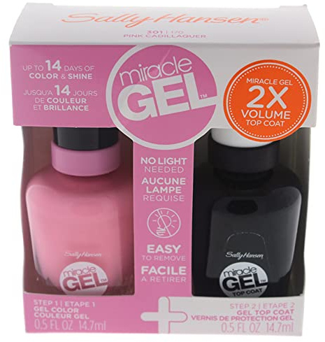 Sally Hansen, Miracle Gel, set per unghie composto da smalto fissatore e smalto numero 110, da 14,7 ml, confezione da 2