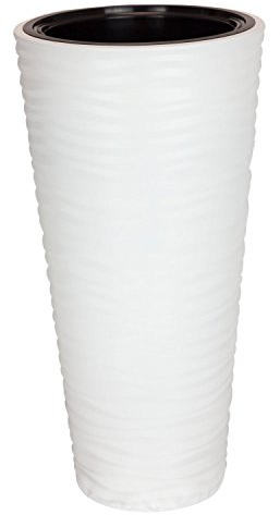 Form plast blomkruka blomkruka med insats vit struktur vågig H 78,5 cm Sahara