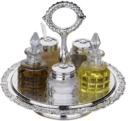 Cruet Cady on Revolving Stand Silver Plated, Made in England.