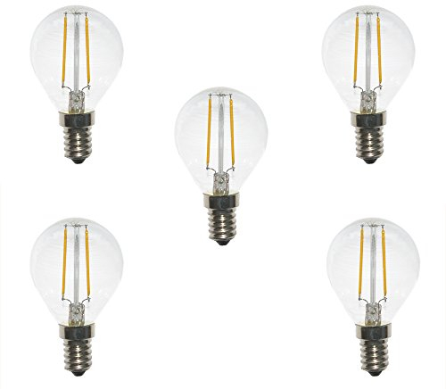 NCC-Licht 5 x LED Filament Tropfen 2W = 25W E14 Klar Glühbirnen Glühlampen Glühfaden 360° 2700K 220lm