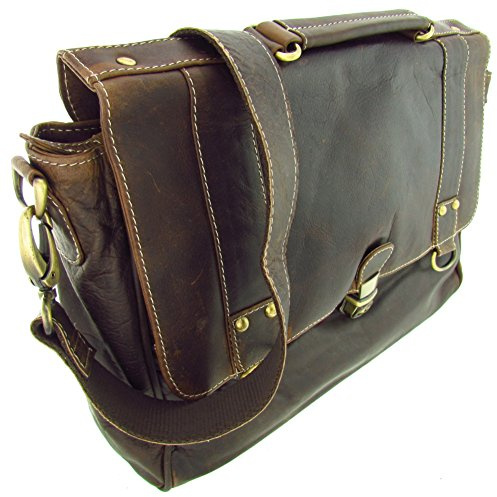 Messenger Aktentasche Wasserbüffel Leder Bag in 3 Größen Natural Leder Tasche mit Schloss