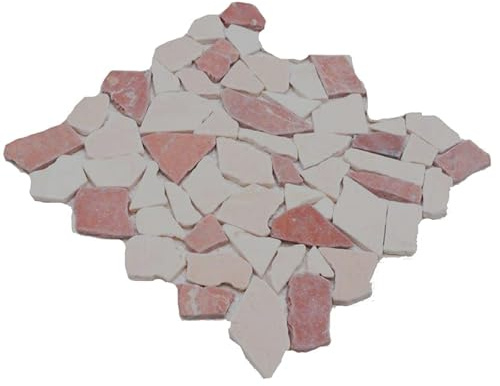 Mosaik Fliese Marmor Naturstein rot beige Bruch Ciot Rosso Verona Botticino für BODEN WAND BAD WC DUSCHE, Mattengröße: 305x305 = 0,09 qm, Steingröße: 15-69x8 mm - 1 Matte