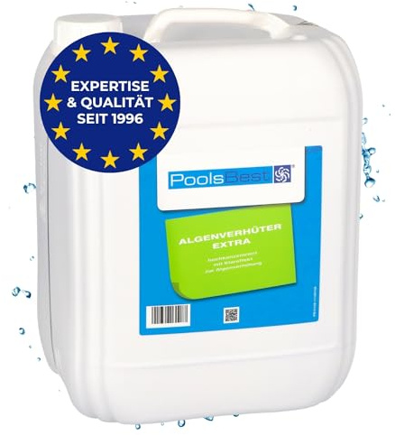 PoolsBest Algenverhüter extra 10L I schaumfreier Algenvernichter für Pool I hochdosiertes Algenmittel zur Wasserpflege- & Reinigung I Poolreiniger mit Klareffekt gegen grünes Wasser im Pool