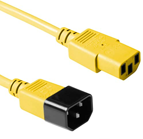 ACT IEC-kabel 1,8 m, C13 till C14 kallenhetskabel förlängning, IEC kontakt till hona 3-stift – AK5118 gul