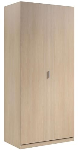 Habitdesign Armario Ropero 2 Puertas, Armario Habitación, Dormitorio, Modelo Low Cost, Acabado en Color Roble, Medidas: 81 cm (Ancho) x 180 cm (Alto) x 52 cm (Fondo)