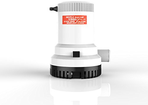Seaflo Pompa di sentina, 1500 gph, 12 Volt, funzionamento elettrico a corrente continua, protezione anti-airlock, sommergibile, per barche da pesca