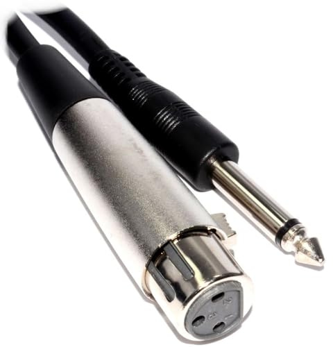 kenable 6.35mm Mono Jack Plug to XLR Socket Microphone Cable Single Core Screened Audio Lead Black 6m
