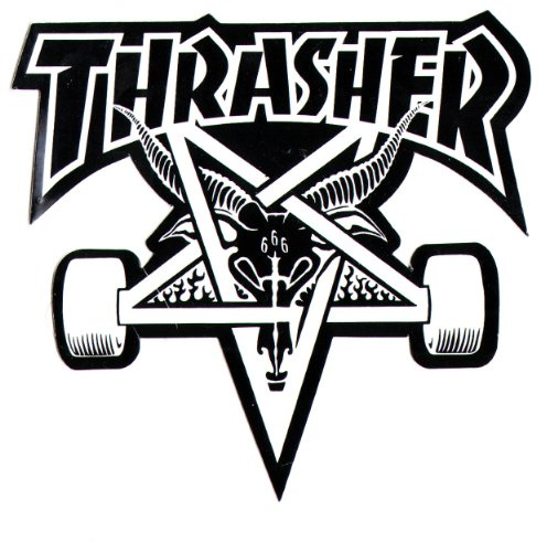 Thrasher Magazine Skate Goat Pentagramm Skateboard Aufkleber 9 x 10 cm Schwarz/Weiß