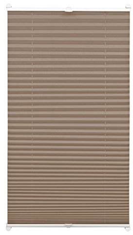 Gardinia Plissee zum Klemmen, Blickdichtes Faltrollo, Alle Montage-Teile inklusive, EASYFIX Plissee verspannt mit Zwei Bedienschienen, Taupe, 80 x 130 cm (BxH), 33078