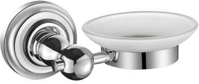 iBathUK Traditional Wall Mounted Round Soap Dish Holder, Anti-Corrosion Zinc and Glass Bathroom Soap Dish, Unique Bathroom Accessory, Durable Chrome Finish with Vintage Design