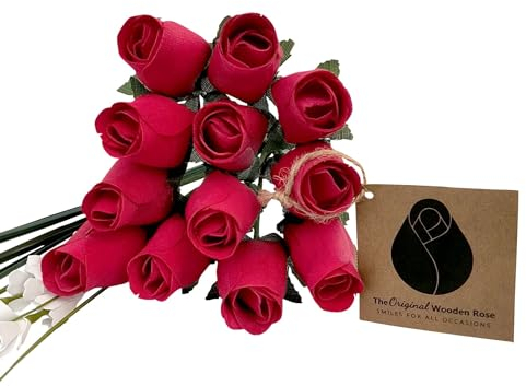 The Original Wooden Rose Valentinstag alle roten Blumenstrauß (1 Dutzend)
